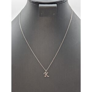 925 Sterling Silver 'K' Pendant 16.5" 17.5" & 18.5" Necklace